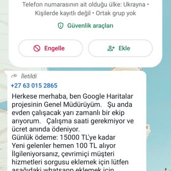 WhatsApp Mesajları Google Harita Müdürü