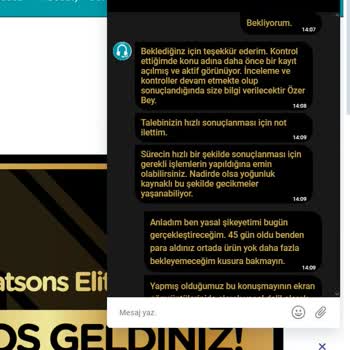 Watsons Teslim Edilmeyen Ürün İçin Para İadesi Yapmıyor