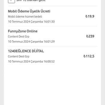 Vodafone İznim Olmadan Mobil Ödeme Yaptı