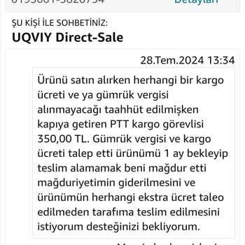 Amazon PTT Kargo Haksız Ücret Talebi!