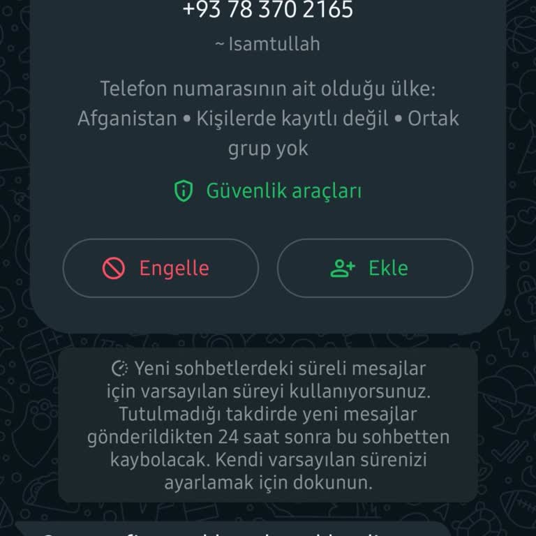 WhatsApp Whats App Tanımadığım Ve Şüpheli Bir Numara.