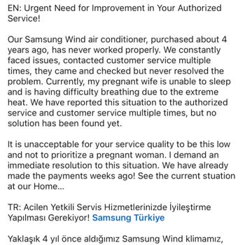 Samsung Wind Free Klima Mağduriyeti