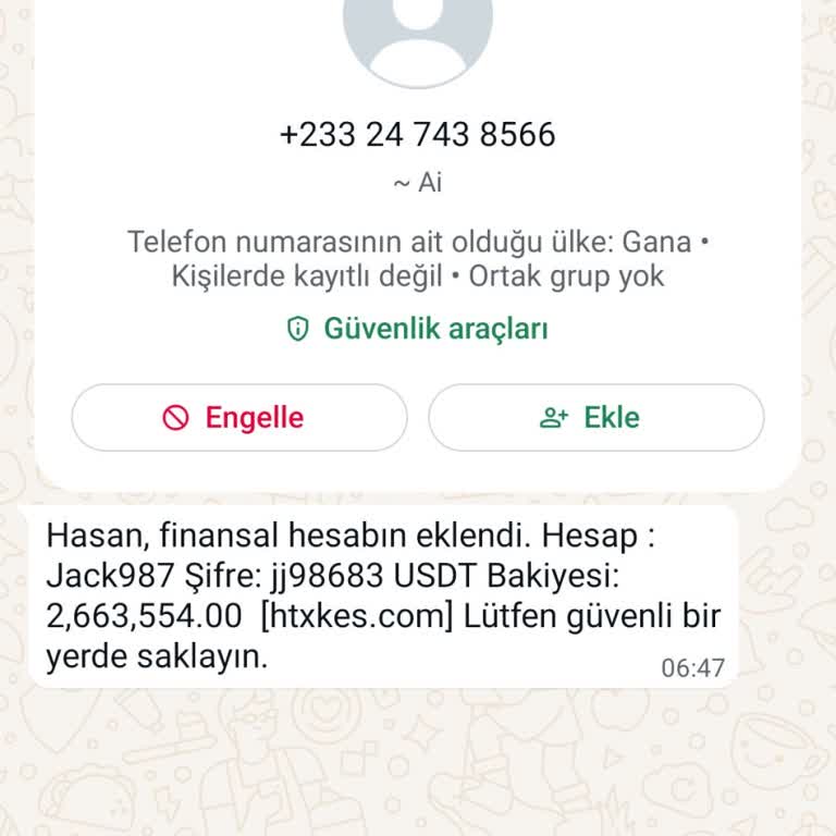 WhatsApp Telefonuma Gelen WhatsApp Mesajı
