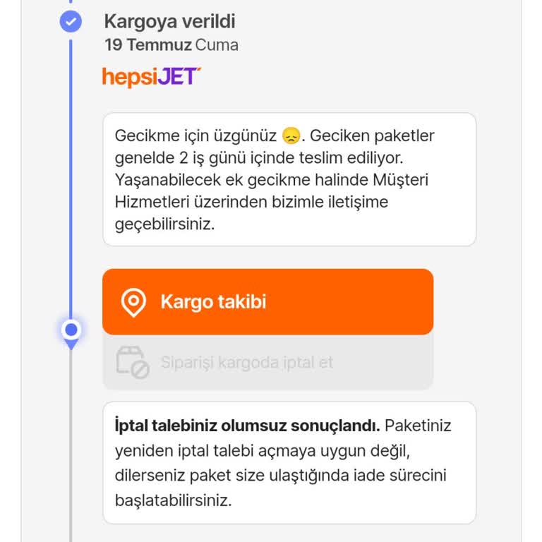 Hepsijet Kargom Yok, Hepsiburada İptal Etmiyor Ve Param İade Edilmiyor