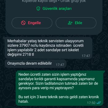 Enza Home Raum Sandalye Kronik Sıkıntı Ve Firmanın Sahip Çıkmaması.