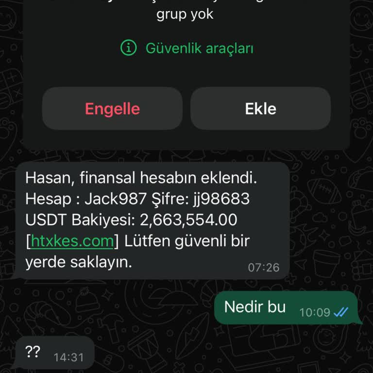 WhatsApp Htxkes.com Adlı Gelen Mesaj Hiçbir Sorumluluğu Kabul Etmiyorum