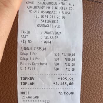 Yavuz İskenderoğlu Kebap Bursa'da Yemeğimizden Tel Çıktı