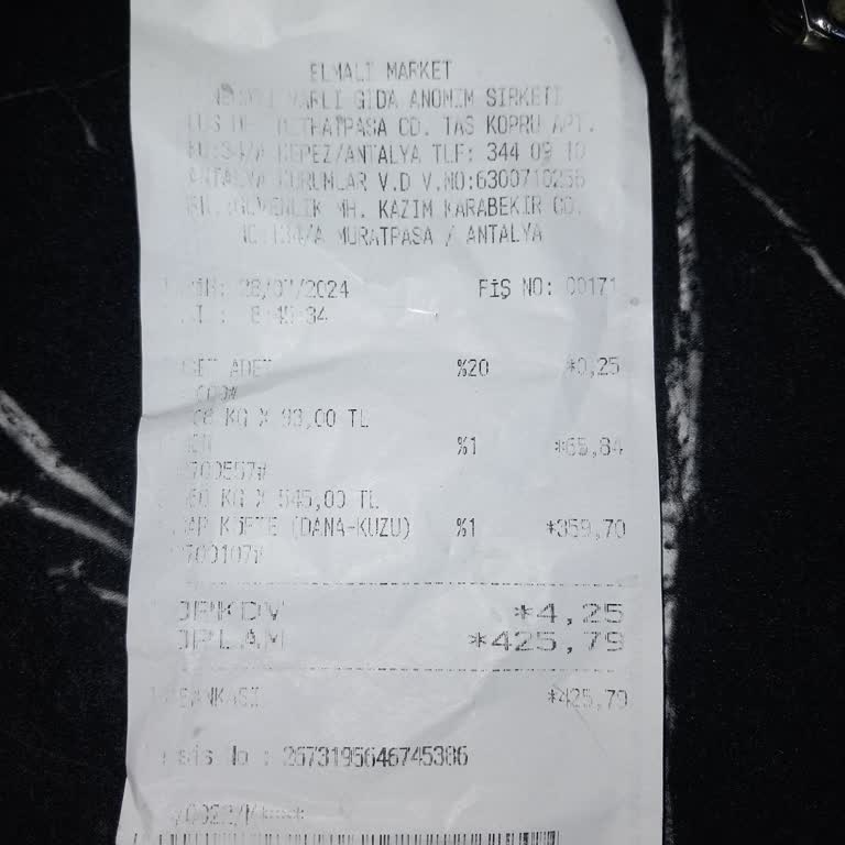 Elmalı Market Dokuma Elmalı Asık Süratli Kasiyer