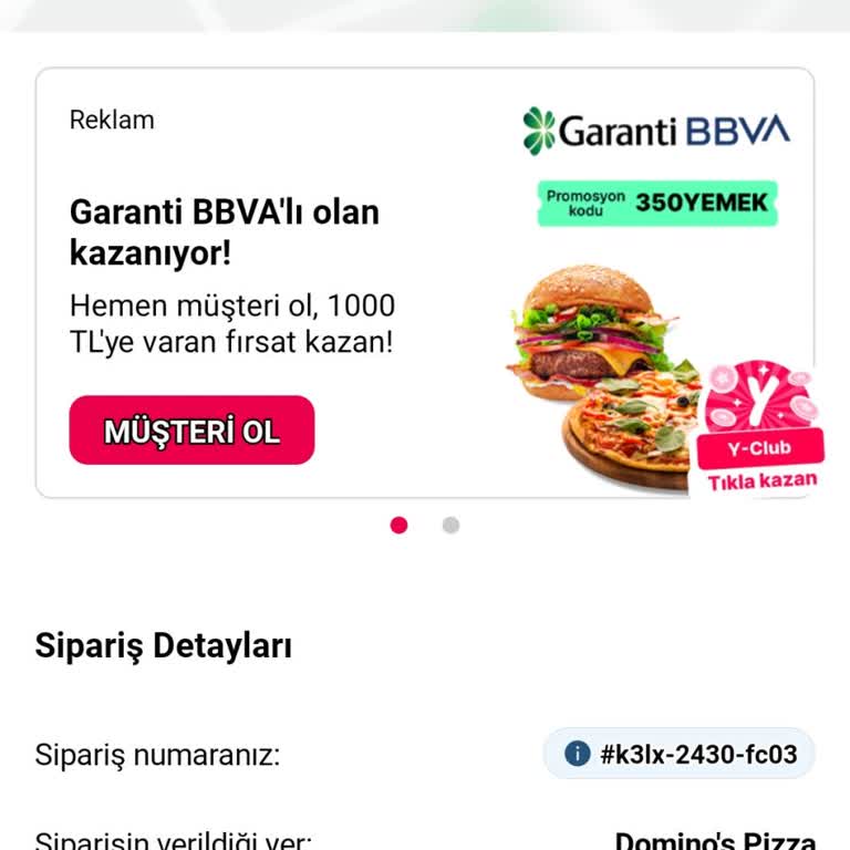 Yemek Sepeti Ve Domino's Pizza Yenikent Şubesi El Birliği İle Akşam