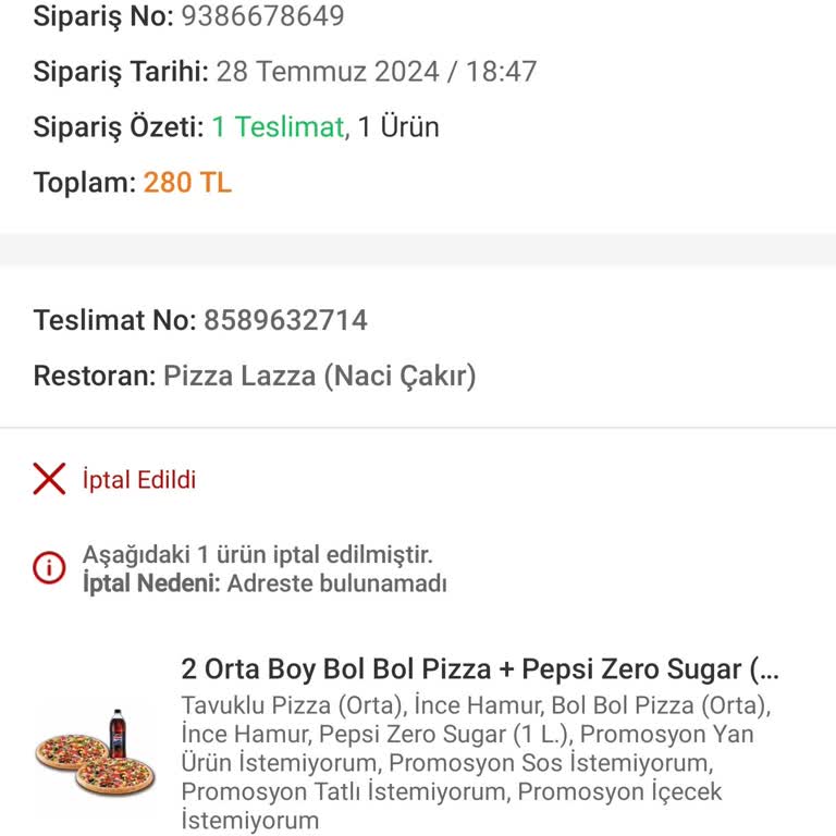 Trendyol İptal Edilen Siparişim
