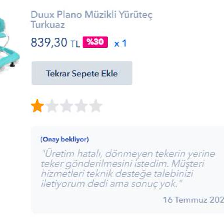 Baby Mall Tekeri Dönmeyen Bebek Yürüteci