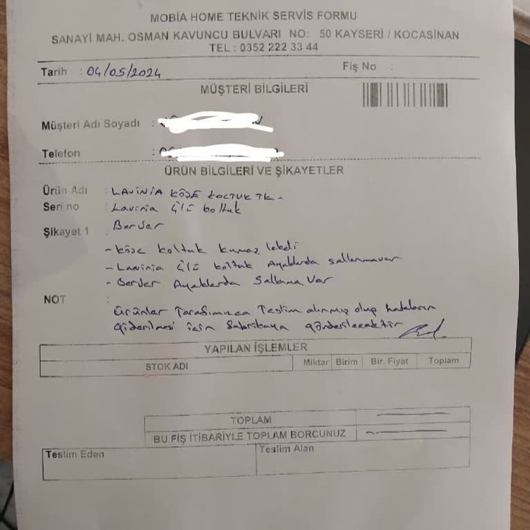 Mobia Home Dan Alınan Ürünler