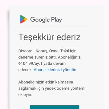 Google Play Discord Geri Ödeme Talebi