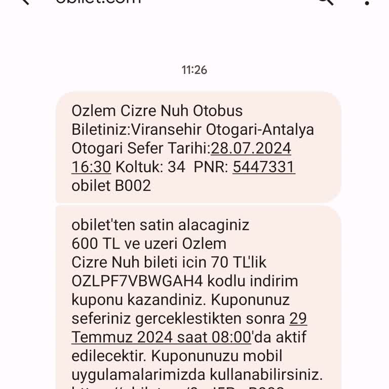 Özlem Cizre Nuh Turizm Otobüs Beni Almadan Gitti