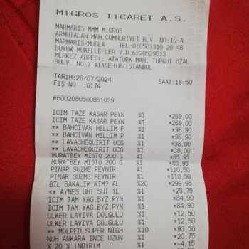 Migros Sanal Market Ve Fiziki Market Fiyat Karşılaştırması.