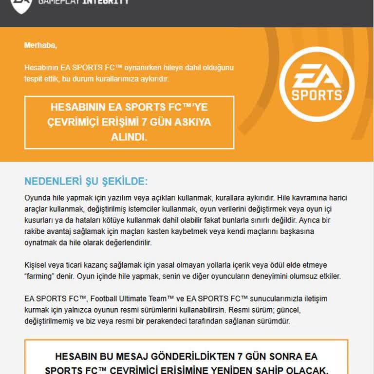 EA Sports FC24 Sebepsiz Ban