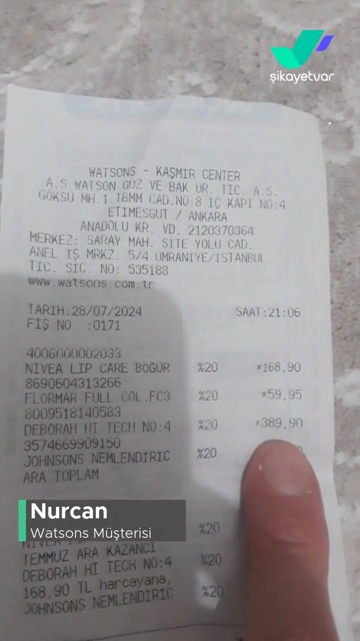Watsons Etiket Fiyatı 146TL! videonun kapak resmi