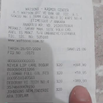 Watsons Etiket Fiyatı 146TL!