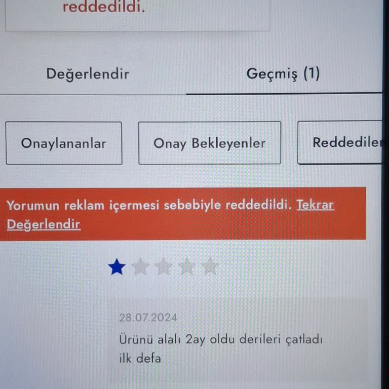 Boyner Ürün Değerlendirmemi Yayınlamadı Çözüm Odaklı Davranmadı.