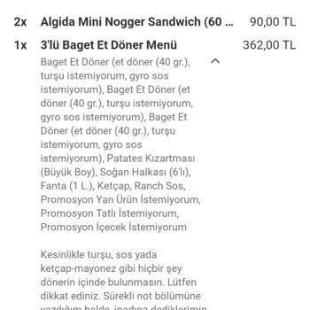 Yemeksepeti İnadına Yanlış Ürün Gönderiyorlar.