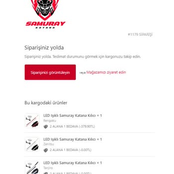 Samuray Katana Kılıç Sipariş Ettim Gelmedi