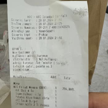 KFC Şerifalı Şubesi Hatalı Ürün Özensiz Ve İlgisiz Şube