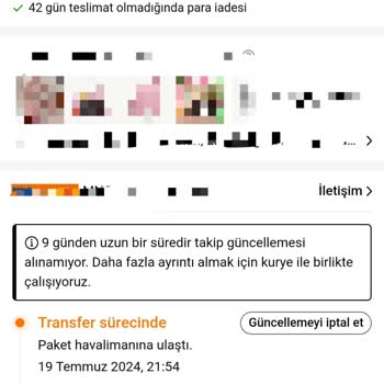 Temu Ürünüm Uzun Süredir Transfer Sürecinde