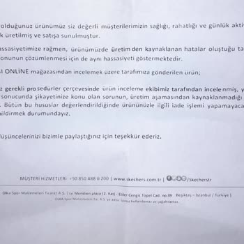 Skechers Ayakkabının Garanti Süresinde Yırtılması