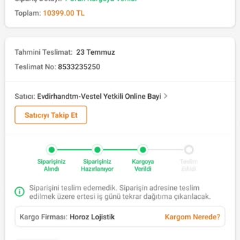 Horoz Lojistik Kargo Ürünü Teslim Etmiyor