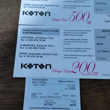 Koton Hediye Çeki Kullanımında Yaşanan Sorun Ve Para İadesi Talebi
