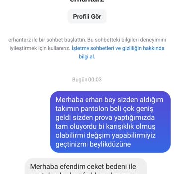 Erhan Tarz Yanlış Beden Satıldı