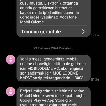 Vodafone Pay Faturama Bilgim Dışında Abonelik Ücreti Yansıtıyor