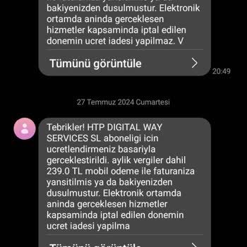 Vodafone Pay Faturama Bilgim Dışında Abonelik Ücreti Yansıtıyor