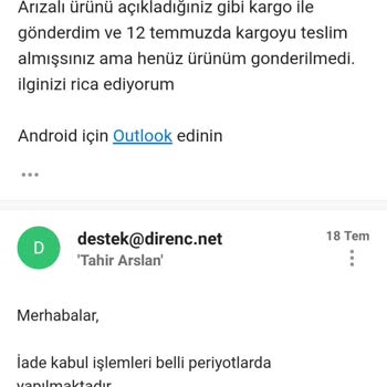 Direnc.net Arızalı Çıkan Ürünün Değişim Sorunu.