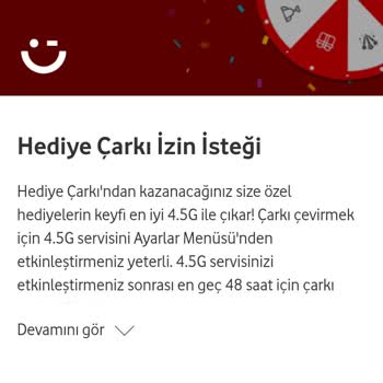 Vodafone Hediye Çarkı Çevirememek
