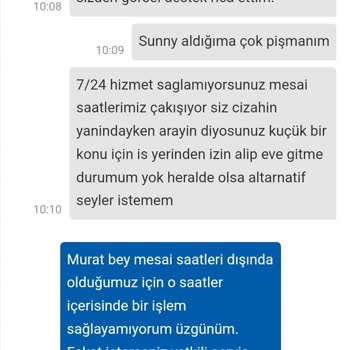 Sunny Marka Müşteri Destek Ekibi Sorunu