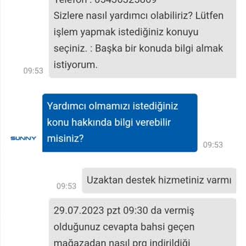 Sunny Marka Müşteri Destek Ekibi Sorunu