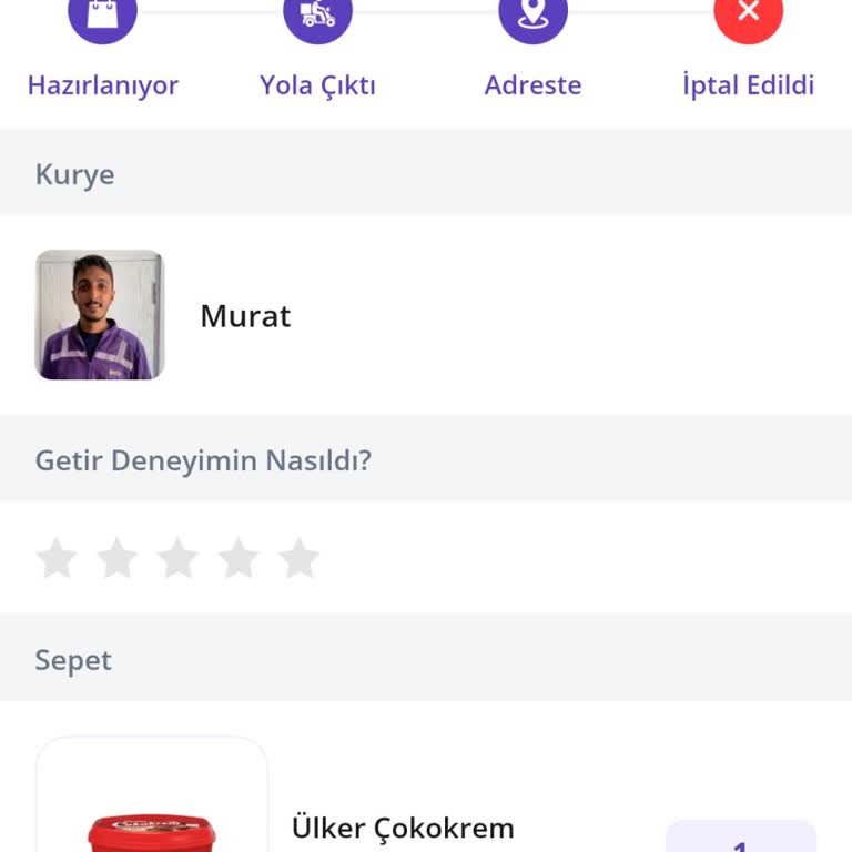 Getir Kuryesi İptal Etmesi