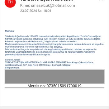 TurkNet Modem İade Süresini Kafalarına Göre Kısaltıyorlar.