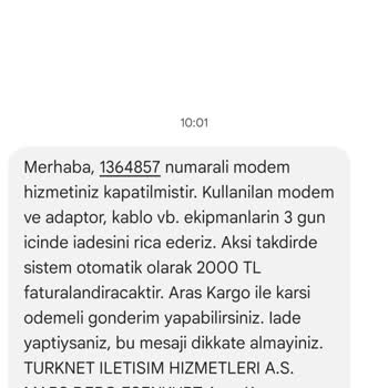 TurkNet Modem İade Süresini Kafalarına Göre Kısaltıyorlar.