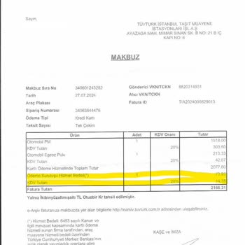 Tüvtürk Haksız Komisyon Ödemesi Tahsil Etmesi!
