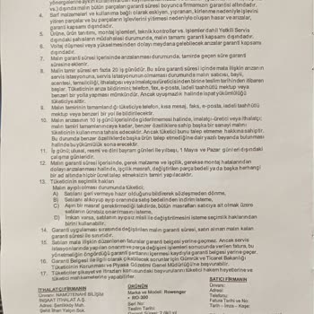 Rowenger Müşteri Hizmetlerine Ulaşmak Asla Mümkün Değil.