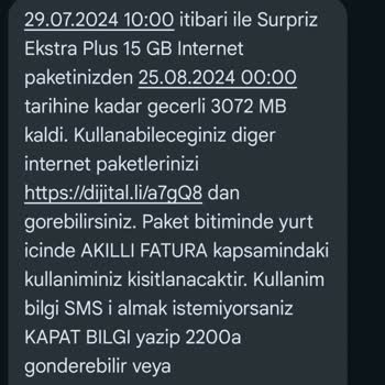 Turkcell İnternetin Çabuk Bitmesi