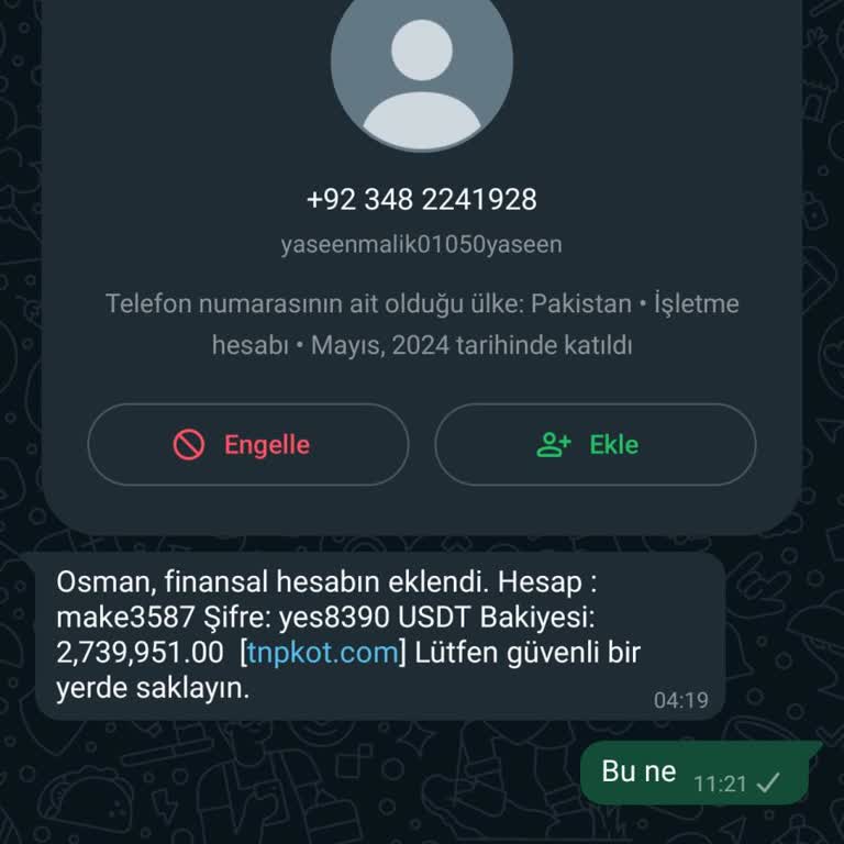 WhatsApp Yabancı Numaradan Hesap Bilgileri