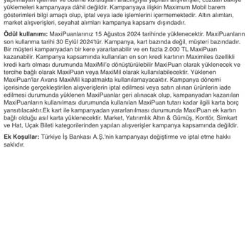 İş Bankası MaxiPuan Kampanyası Puanımı Vermiyor