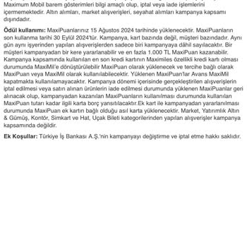 İş Bankası MaxiPuan Kampanyası Puanımı Vermiyor