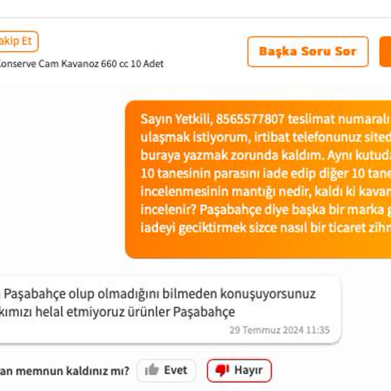 Ekselans Adana - Trendyol / Satış Sonrası Sıfır Destek