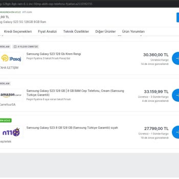 Cimri.com Yanıltmacası, Sitede En Uygun Fiyata Sunulan Ürün Linki Yok.