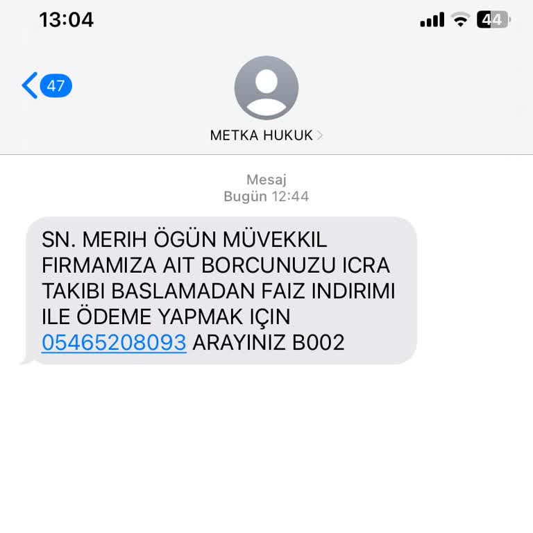 Metka Hukuk (SMS) Yetkisiz SMS Gönderimi Hakkında Şikayet