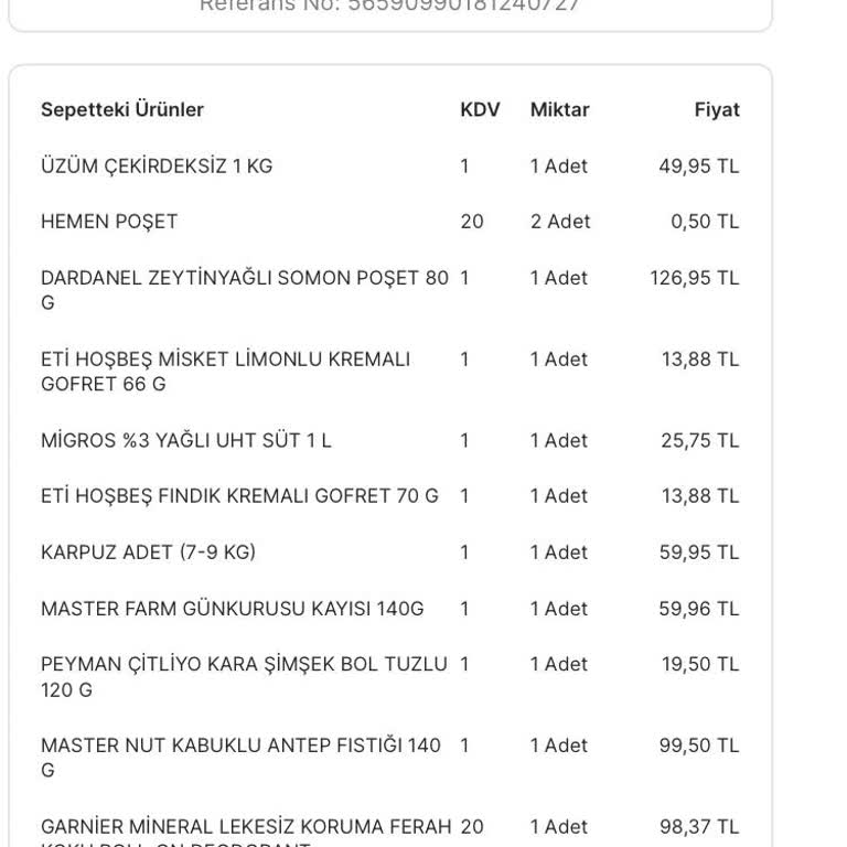 Migros Hemen Ürün İade Bedelinin Eksik Yapılması!